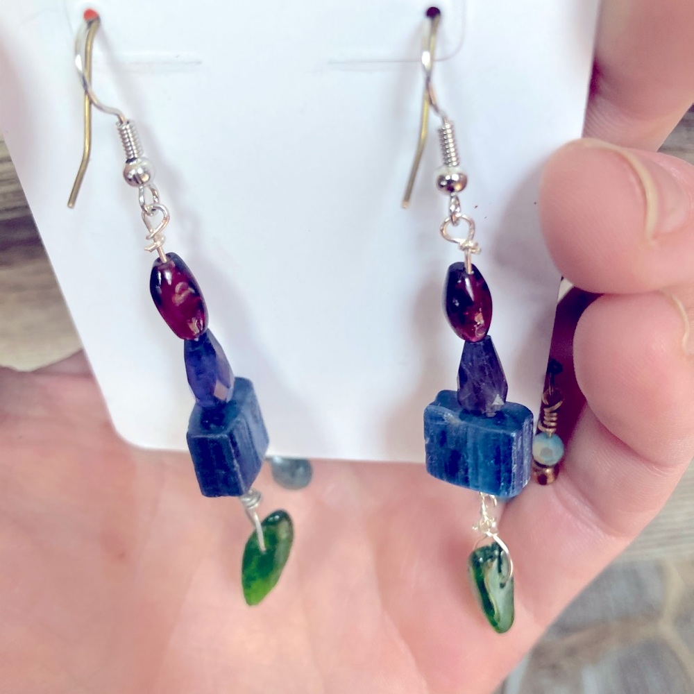 Natural gemstone earrings.